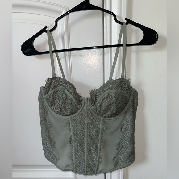 Garage Tops - Garage Clothing BRAND NEW Sage green Chrishell Lace Mesh Bustier SIZE M
